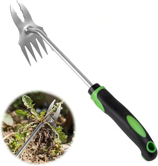 Weed Puller Tool, 5-Claw & Crab Claw 2-in-1 Heavy Duty Weed Remover, Ergonomic Long Handle Manual Weeding Tool for Dandelion, Crabgrass, Patio, Lawn & Garden