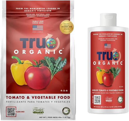True Organic Tomato & Vegetable Food + Liquid Tomato & Vegetable Food Bundle - CDFA, OMRI Listed for Organic Gardening – Organic Fertilizer Set