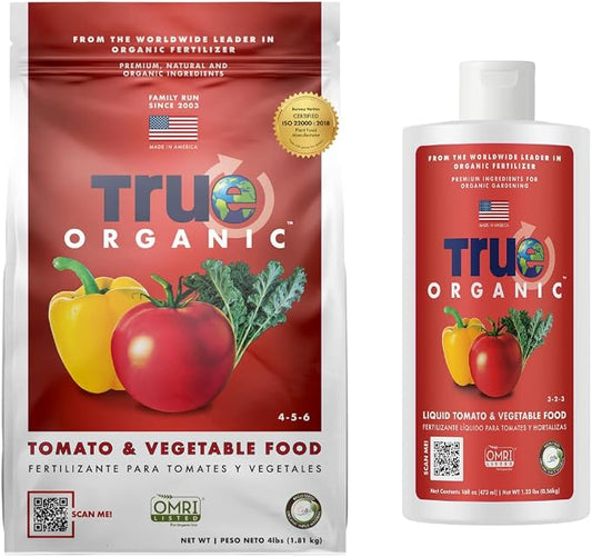 True Organic Tomato & Vegetable Food + Liquid Tomato & Vegetable Food Bundle - CDFA, OMRI Listed for Organic Gardening – Organic Fertilizer Set