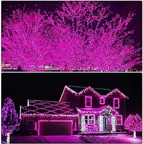 Pink String Lights Outdoor Valentines Day Decorations, 8 Modes Fairy Christmas Lights Plug in for Bedroom Tree Outsides Decor (Pink, 300Led)