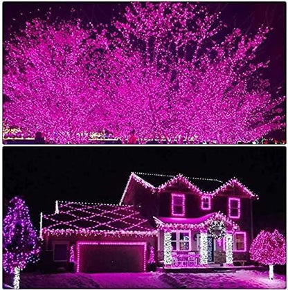 Pink String Lights Outdoor Valentines Day Decorations, 8 Modes Fairy Christmas Lights Plug in for Bedroom Tree Outsides Decor (Pink, 300Led)