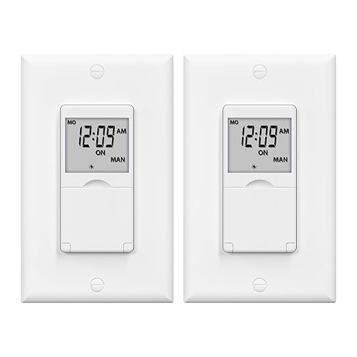 BN-LINK 7 Day Programmable in-Wall Timer Switch for Lights, Digital Light Switch Timer Indoor, Single Pole and 3 Way (Compatible with SPDT) Both Use, Neutral Wire Required, No Backlight, ETL Listed