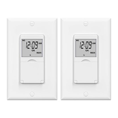 BN-LINK 7 Day Programmable in-Wall Timer Switch for Lights, Digital Light Switch Timer Indoor, Single Pole and 3 Way (Compatible with SPDT) Both Use, Neutral Wire Required, No Backlight, ETL Listed