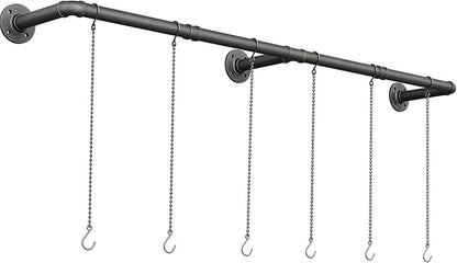 SOFITORG 65.7" Metal Plant Hanging Rod with 6 Chains, Pots Not Included | Wall Plant Hanging Bar, Durable Hanging planter holder for Window Ceiling, Easy Assembly, All Hardware Included, Black