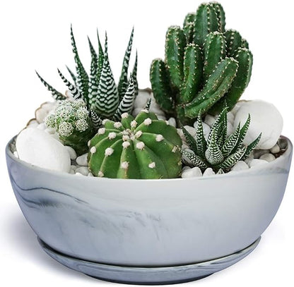 G EPGardening 10Inch Large Planter Marble Pattern Ceramic Succulent Planter Big Plant Pot Succulents Container Flower Pot Indoor Outdoor Decor (Plants Not Included)