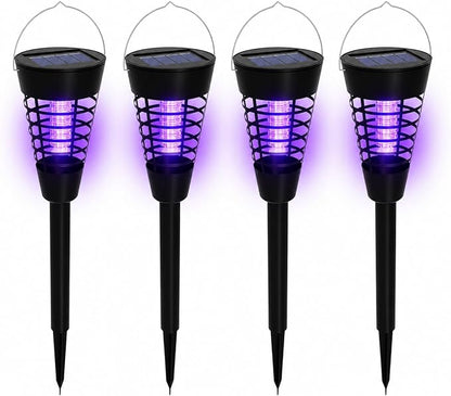 4PCS Solar Mosquito Zapper Outdoor,Mosquito Trap Light Used to Keep Away Gnat Small Flying Insect,Waterproof Bug Zapper for Outside,Solar Fly Zapper for Yard Vegetable Gardens Farm