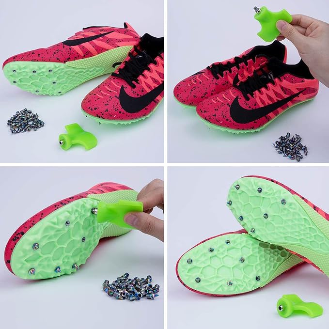1/4 Inch Track Spikes, 100 Pieces Steel Track Shoe Spikes Replacements and Spike Wrench for Sports Running Track Shoes