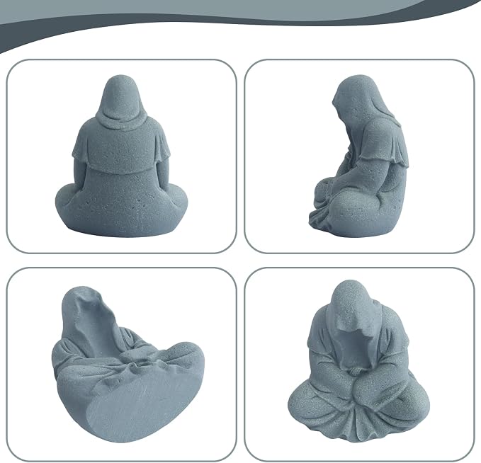 AnRui Fish Tank Aquarium Accessories Buddha Statue Sandstone Ornament,Zen Garden Aquarium Decorations, Meditating Statues for Underwater Landscaping