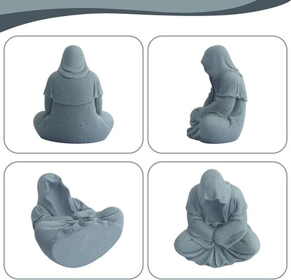 AnRui Fish Tank Aquarium Accessories Buddha Statue Sandstone Ornament,Zen Garden Aquarium Decorations, Meditating Statues for Underwater Landscaping