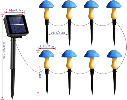 Solar Mushroom Lights Garden Decor 8 Blue Crack Mushrooms Outdoor Decor Stake Lights, Waterproof Solar Pathway Light Gardening Gifts for Landscape Easter Gnomes Yard Halloween Christmas Decorations