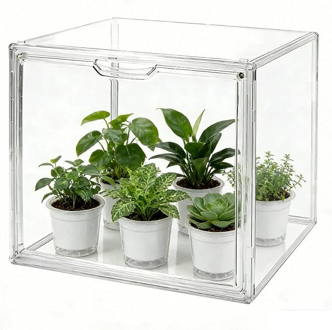 Mini Greenhouse for Indoor, Clear Stackable Green House with Magnetic Waterproof Door for Small Plants