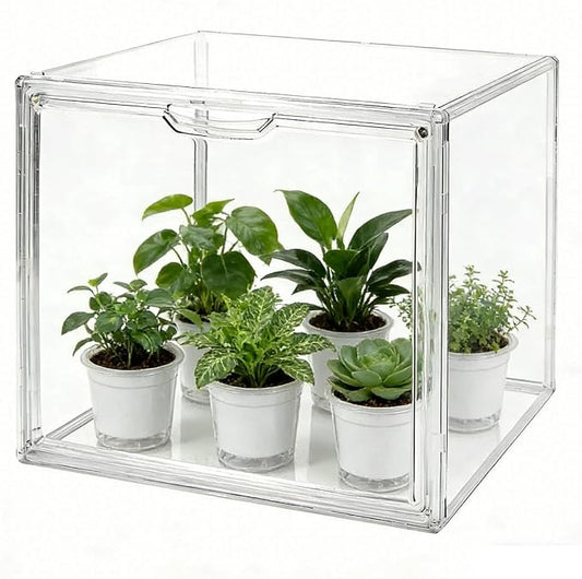 Mini Greenhouse for Indoor, Clear Stackable Green House with Magnetic Waterproof Door for Small Plants