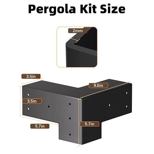 Pergola Brackets, 3-Way Pergola Kit for 4"x 4" (Actual 3.5" X 3.5") | Heavy Duty, Durable & Weather-Resistant Construction, Right Angle Corner Bracket with Black Powder Coated (4Pcs 3-Way)