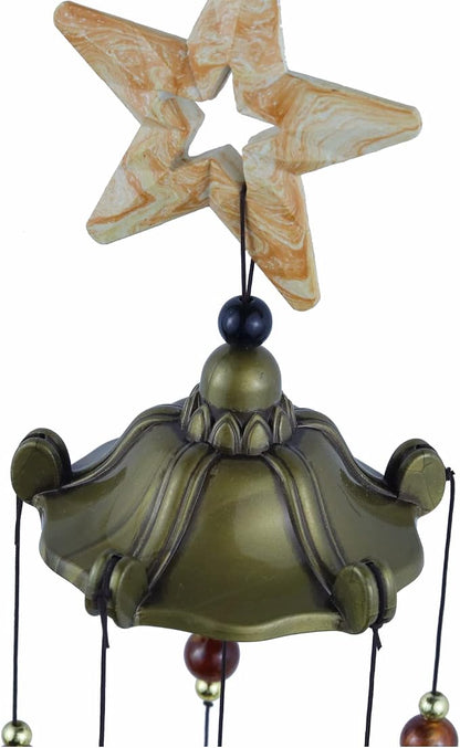 Star Wind Chimes for Outside with 5 Brzone Chime Bells, Rustic Wind Chime Hanging Decor for Garden Patio Yard