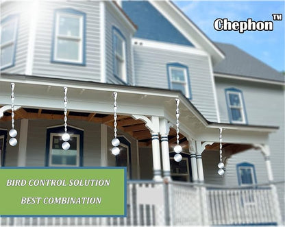 Chephon Bird Scare Rods with Reflective Discs Reflectors - Bird Spinner Scare Device of Twisting Rods and Disks to Keep Birds Away Like Woodpecker and Pigeon - 6 Pack