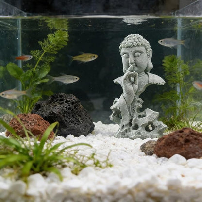 livelyfish Meditating Buddha Statue Zen Garden Statues Sandstone Thinker Buddha Sculpture Figurine for Fish Tank Aquarium Home Decorations, Gift (Fs)