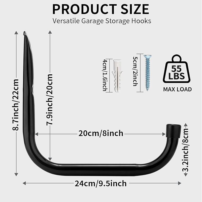 Ladder Storage Hook, Garage and Garden Storage Utility Hook, Heavy Duty Jumbo Arm Hanger