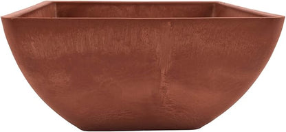 PSWPotCollectionPlastic/Stone/WoodComposite SquarePlanter NoDrainageHole (Drillable),ModernIndoor/Outer Pot for Flowers,Foliage,Succulents,FairyGardensTerra CottaColor,12 by 12 by 6-Inch(Pack of 6)