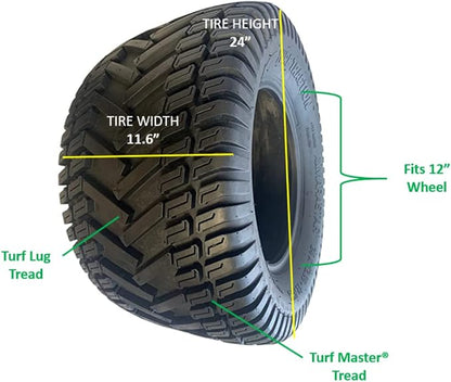 Marastar 24120-TO Turf Traction 24x12.00-12 Tire Only, Replacement Riding Lawn Mower Tire