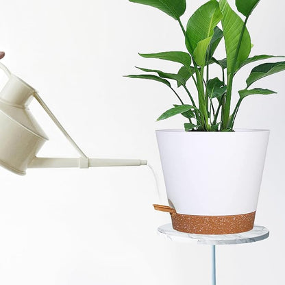 12+12Inch 2Pack Large Flower Pots for Indoor/Outdoor Plants,Self Watering Planters with Reservoir and Drainage Hole White Plastic Planting Pots Modern Home Decor Gift Idea