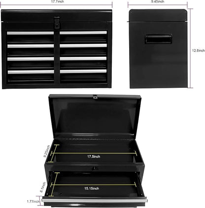 5-Drawer Tool Chest, Detachable Top Box for Garage, Black | Rolling Mobile Storage Cabinet Organizer with Lockable Wheels for Workshop Utility, Heavy Duty Metal Construction