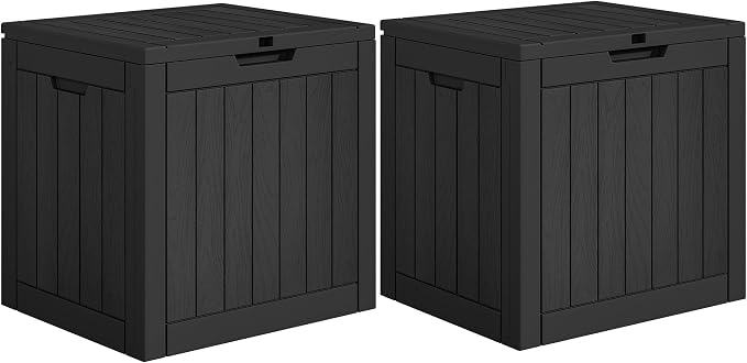 YITAHOME 30 Gallon Deck Boxes 2 Pack | Waterproof Outdoor Storage for Cushions, Tools & Pool Accessories, Resin Package Delivery for Patios, Gardens & Decks, Black
