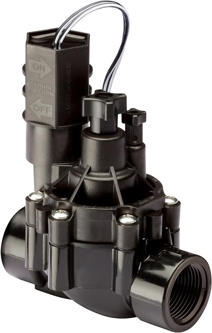 Rain Bird CPF100 In-Line Automatic Sprinkler Valve with Flow Control, 1" Threaded x Female, Black