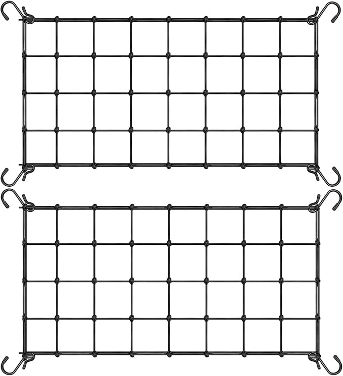 2x4 Ft Elastic Plant Trellis Net - 2-Pack Heavy Duty Garden Support Net with 4 Hooks for Grow Tents, Climbing Vegetables, Fruits & Flowers (Black)