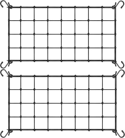2x4 Ft Elastic Plant Trellis Net - 2-Pack Heavy Duty Garden Support Net with 4 Hooks for Grow Tents, Climbing Vegetables, Fruits & Flowers (Black)