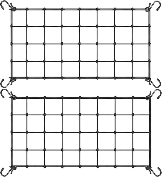 2x4 Ft Elastic Plant Trellis Net - 2-Pack Heavy Duty Garden Support Net with 4 Hooks for Grow Tents, Climbing Vegetables, Fruits & Flowers (Black)
