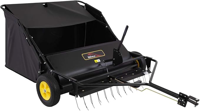 Brinly STS-42BHDK-A 40" Tow-Behind Lawn Sweeper with Dethatcher and Hamper Windscreen