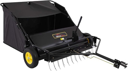 Brinly STS-42BHDK-A 40" Tow-Behind Lawn Sweeper with Dethatcher and Hamper Windscreen