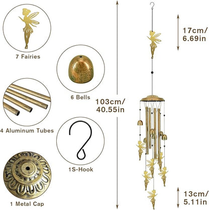 Wind Chimes for Outside Unique - Large Flower Fairy Garden Sympathy Wind Chimes Outdoor Decor, Home/Lawn/Porch/Patio/Yard Decorations, Memorial Festival Gifts for Mom/Mothers/Grandma