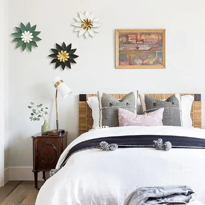 Metal Flower Wall Art Decor,10" Rustic Modern Antique Floral Sculpture, Distressed Iron Wall Hanging Home Decoration Accent Artworks for Indoor Kitchen Bedroom Living Office Outdoor Garden Patio | Floral Sculpture, Distressed Iron Wall Hanging Accent A...
