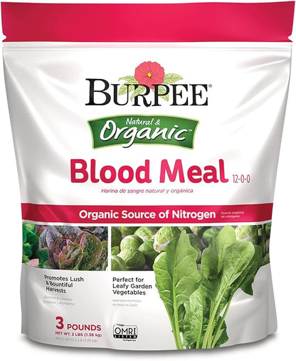 Burpee 4lb Organic Plant Food + 3lb Organic Blood Meal Fertilizer Bundle for Vegetable Garden, Flower Garden & Seed Starting