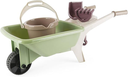 Dantoy: Green Garden - Wheelbarrow Playset - 4 Pieces, Pretend Gardening, Realistic Garden Tool Toys, Recycled Plastic, Kids & Toddlers Ages 2+