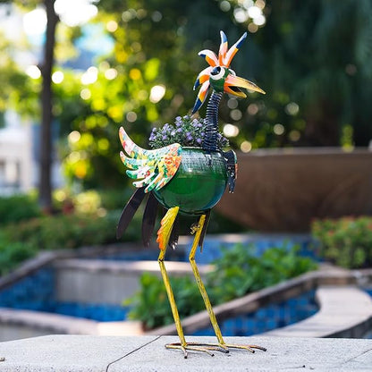 Wacky Rooster Decor Outdoor Planter,24.8 Inch Tall Metal Yard Decor Planters for Outdoor Plants, Weather-Resistant Outdoor Flower Pots for Garden Patio Porch Decor
