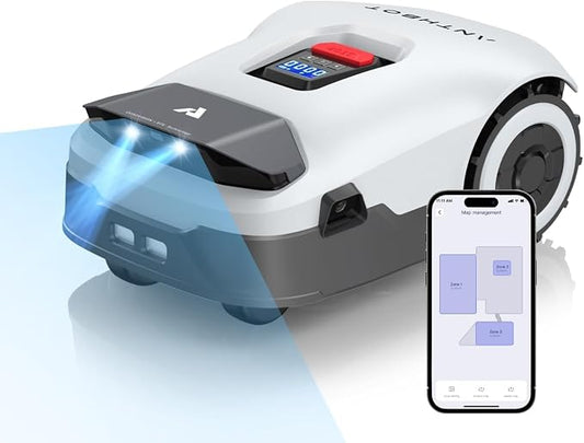 ANTHBOT Genie1000 Robot Lawn Mower - NO Wire, Full Band RTK+4-Eye Vision Robotic Lawnmower for 1/2 Acre, Auto Mapping, Multi-Zone Management, Accurate Obstacle Avoidance, Intelligent Path Planning