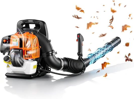 VEVOR Backpack Leaf Blower, 43CC 2-Stroke Engine Gas Powered Leaf Blower with 1.38L Fuel Tank, 447 CFM Air Volume, 150 MPH Air Speed, Ideal for Lawn Care, Leaves Cleaning, Yard Debris & Snow Removal