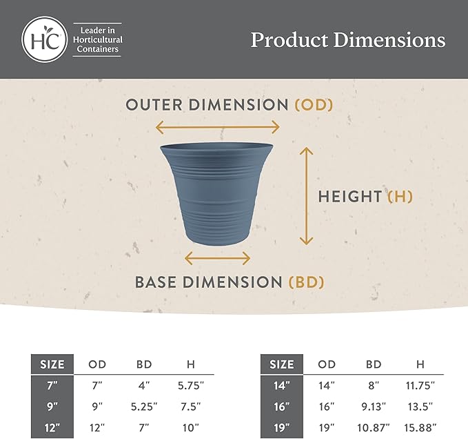 The HC Companies 7 Inch Sedona Round Self Watering Planter Pots, Lightweight UV-Resistant Plastic Indoor & Outdoor Planters, 4-Pack Flower Pots for Garden & Home Decor, Cottage Stone
