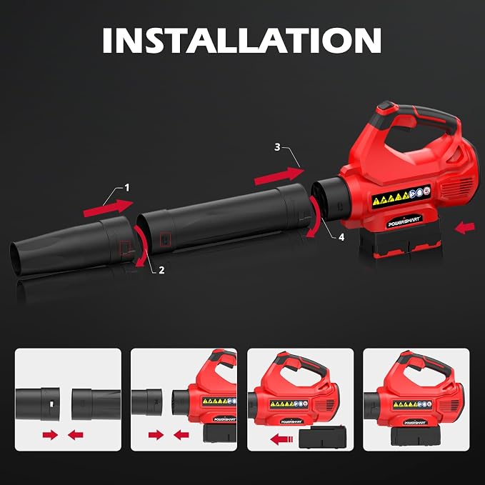 PowerSmart Cordless Leaf Blower with a 40V Battery and Charger, 2 Speeds, Lightweight, for Lawn Care, Yard, Sidewalk, Car