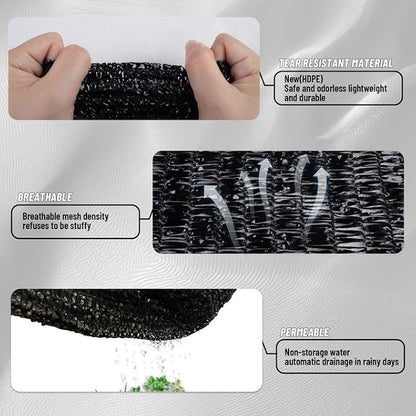 Cool Area 70% Sun Shade Cloth Mesh Tarp with Grommets for Plant Cover 6.5x20ft Patio Canopy Garden Pergola Greenhouse Car Barn Kennel Black