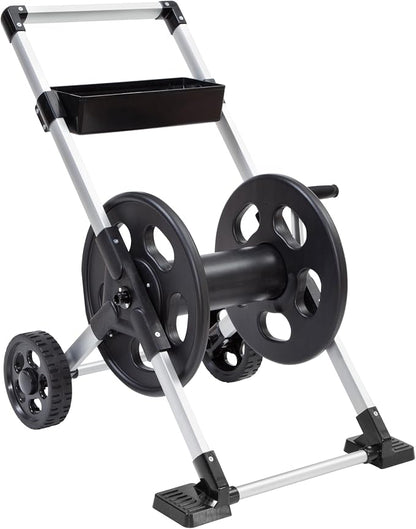 Liberty Garden 304 Explorer Two Wheel Hose Reel Cart, Aluminum, Holds 250-feet of 5/8" Hose, Silver/Black