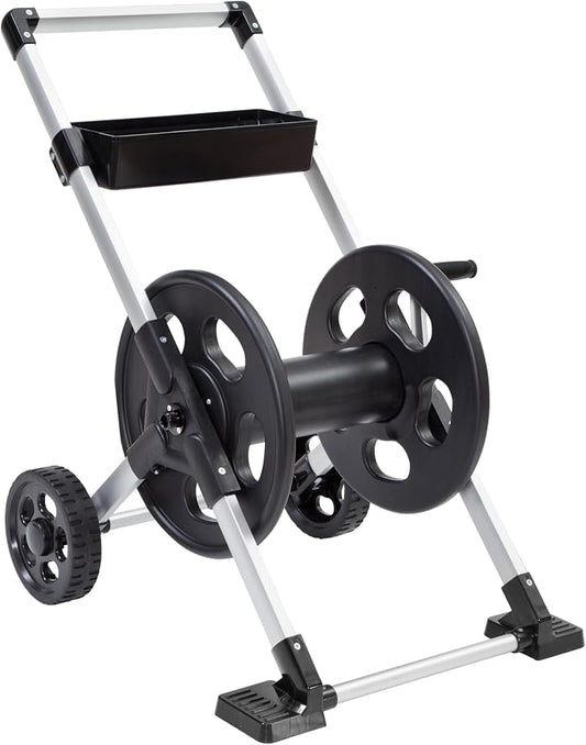 Liberty Garden 304 Explorer Two Wheel Hose Reel Cart, Aluminum, Holds 250-feet of 5/8" Hose, Silver/Black