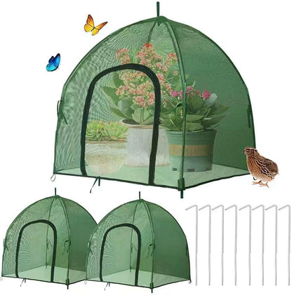 2.7*2.7*2.5FT Shade Mesh Plant Tent Cover 100 GSM Heavy-Duty Garden Net Cage with Fiberglass Poles & Zipper Door, Multi Sizes with Ground Stakes for Raised Bed Seedling Flower Vegetable Planting