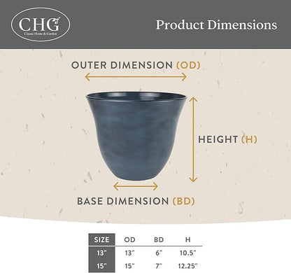 Honeysuckle Resin Planters - Lightweight Indoor & Outdoor Plant Pots - UV-Resistant Plastic Flower Pots - Pot Planters for Flowers & Herbs (13" Tequila Sunrise) | Hand-Painted Finish Plant Pots, Lightweight Indoor Outdoor Planter, UV-Resistant, Great f...