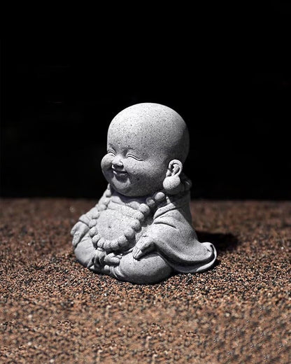 Mini Monk Buddha Statue Sandstone Statues Zen Monk Praying Statue Sculptures for Wealth Good Luck Feng Shui Decor Home Fish Tank Aquarium Garden (Style 17)