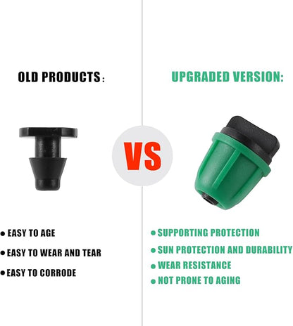 1/4 inch Drip Irrigation Fittings, Lock Barbed End Plugs for ¼ in. tubing; Tubing Outside Diameter (OD) is 0.250 in., Internal Diameter (ID) is 0.170. in.(25Pcs/Pack) (Green-End Cap)
