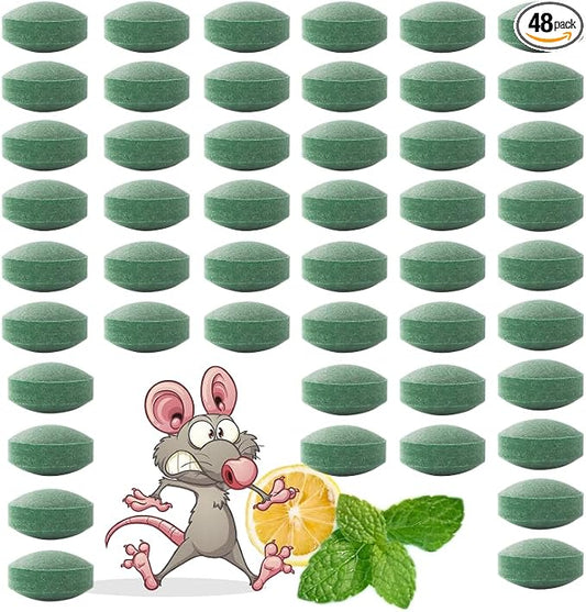 Pest Rodent Repellent, 48 Pack Peppermint Oil Repellent for Mouse Rats Spider Roach Ant Squirrel Pest Control Indoor & Outdoor, Natural Mice Deterrent Replace Trap Poisoning Family & Pet Safe Green
