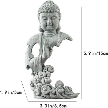 livelyfish Meditating Buddha Statue Zen Aquarium Buddha Figurines Sandstone Thinker Sculpture for Fish Tank Garden Home Decorations, Gift (G-S)